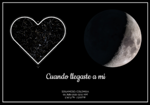 Mapa estelar horizontal figura de corazón y fase lunar