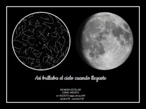 Mapa estelar horizontal con luna