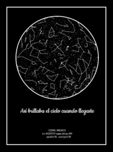 Mapa estelar personalizado - Vertical Círculo